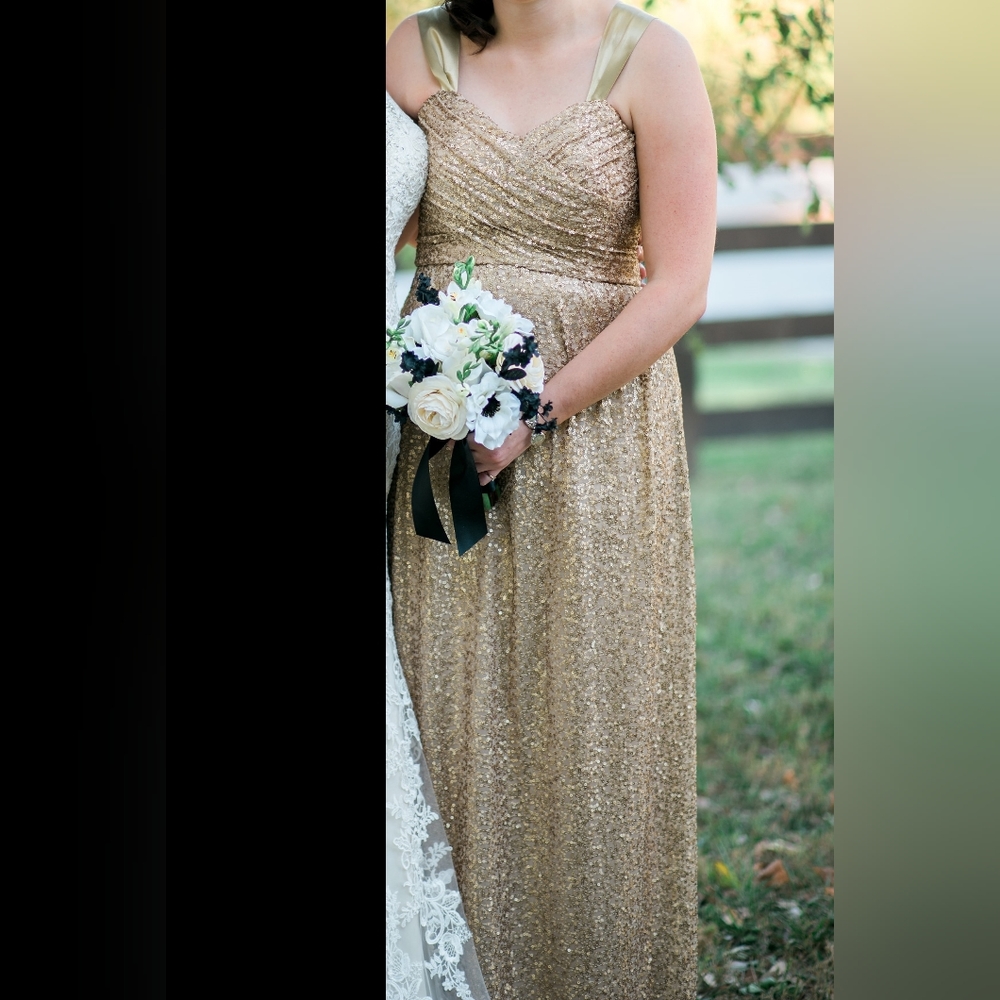 Amsale Gold Sequin gown